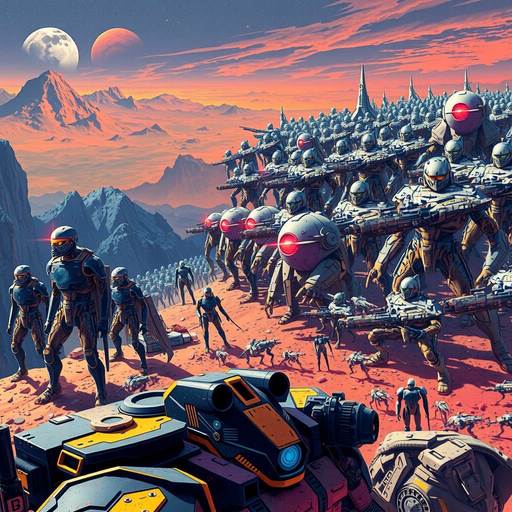 Epic Android vs Mecha Robot Battle on a Lunar Planet