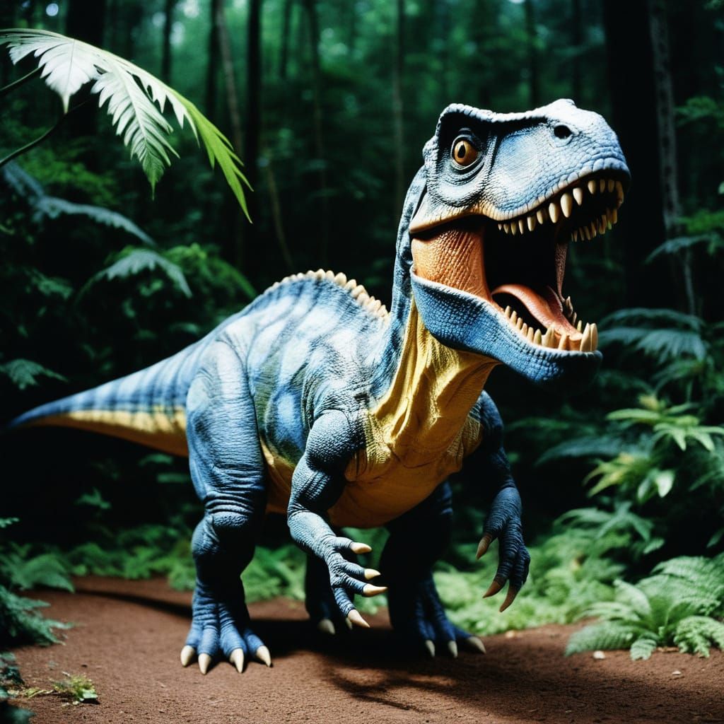 Majestic Furry Dinosaur in Jurassic Landscape