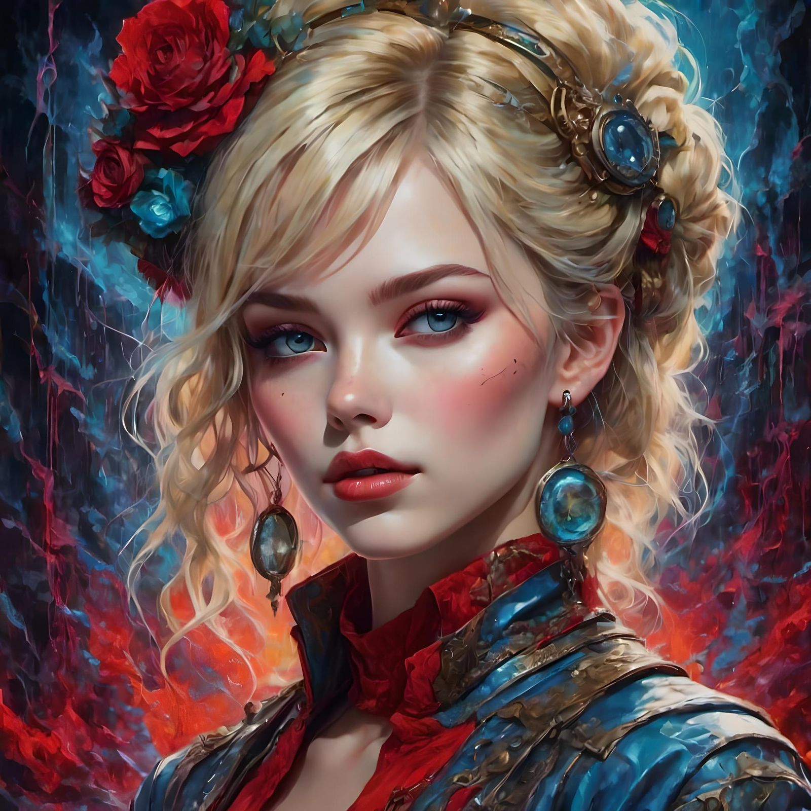 Steampunk Lady Portrait in Watercolor Style