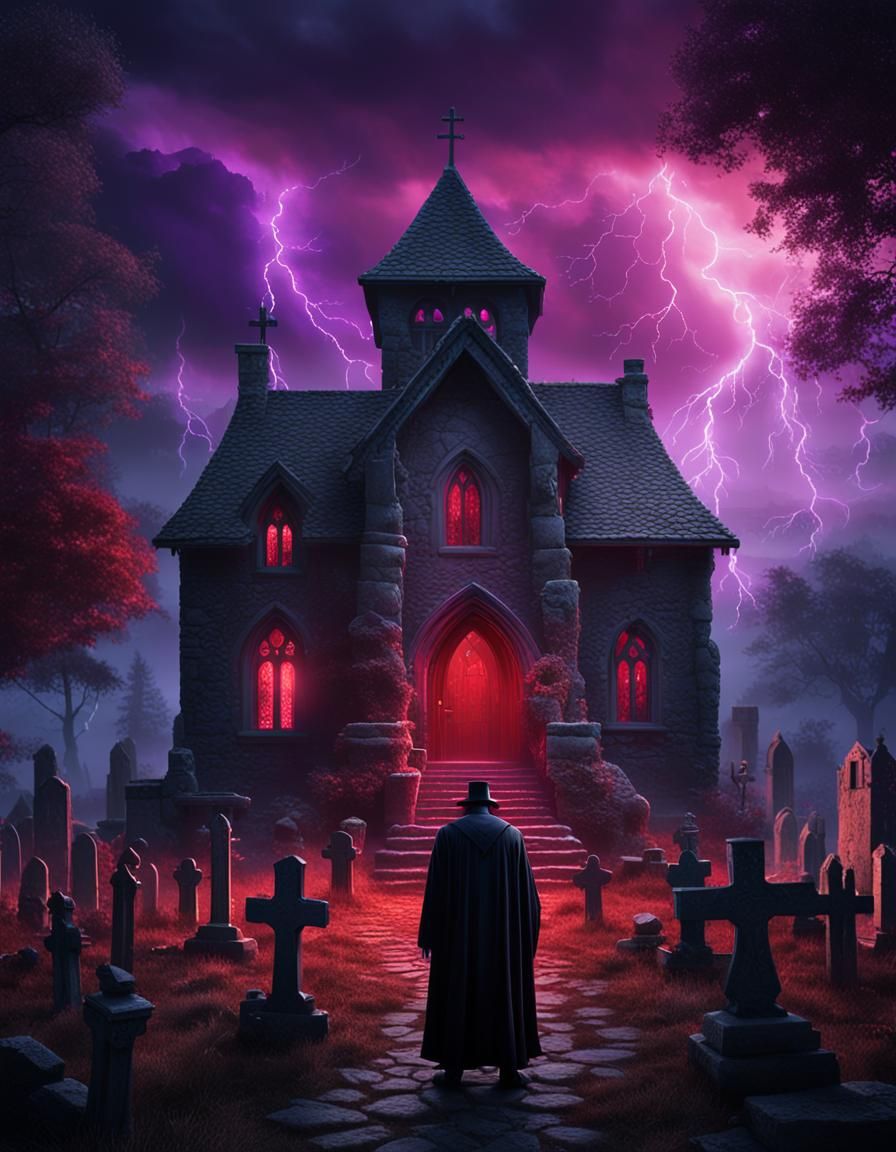 The Undertaker in Graveyard at Night