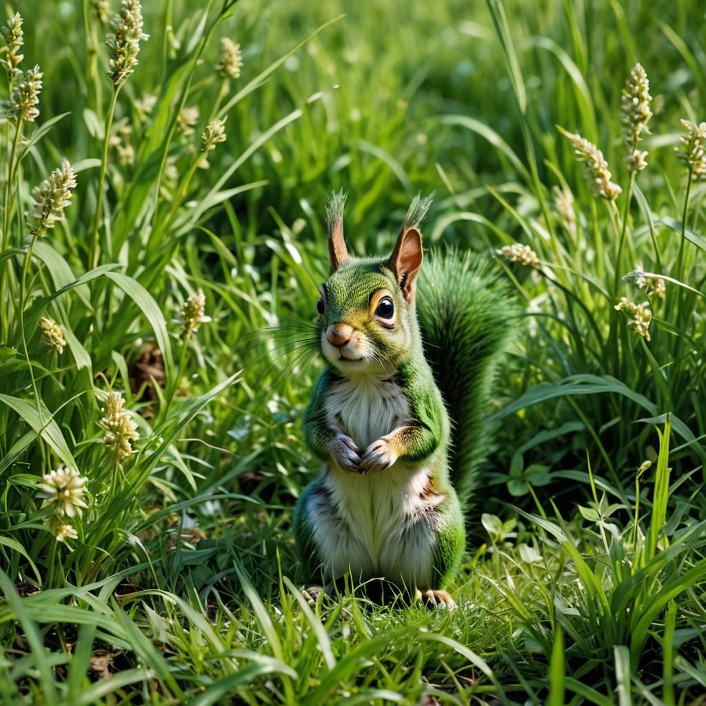 Green Squirrel on an Alien Planet