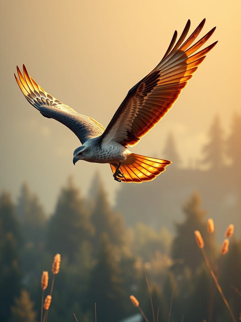 Hyperrealistic Eagle Carries Empty Cage Over Desert