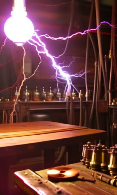 Steampunk Tavern Tesla Coil with Chaotic Lightning