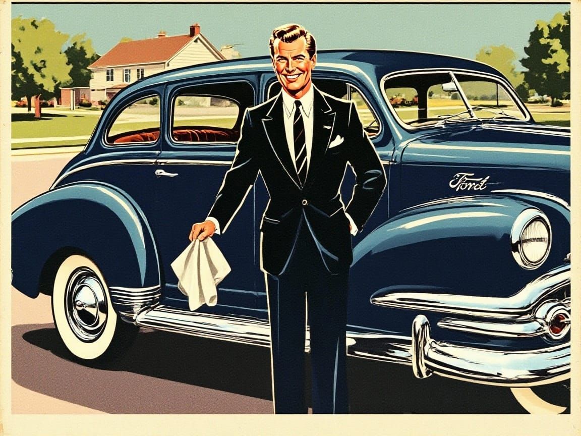 A man who is proud of his 1940’s automobile.