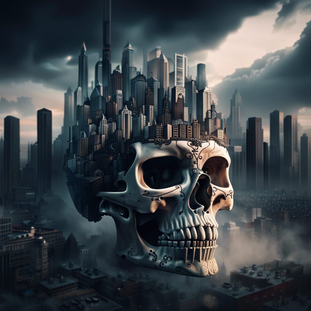 Epic Skull City Digital Matte Painting