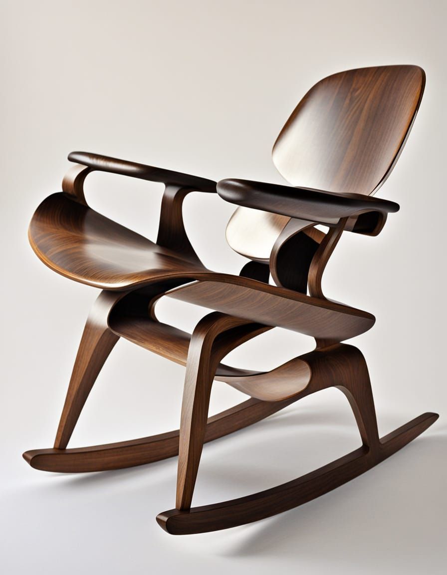 Eames LCW Chair in Minimalist Ink Wash Style