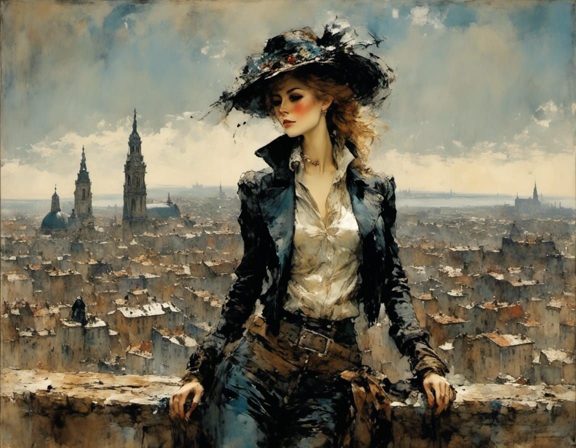 Woman in a Chic City Scene