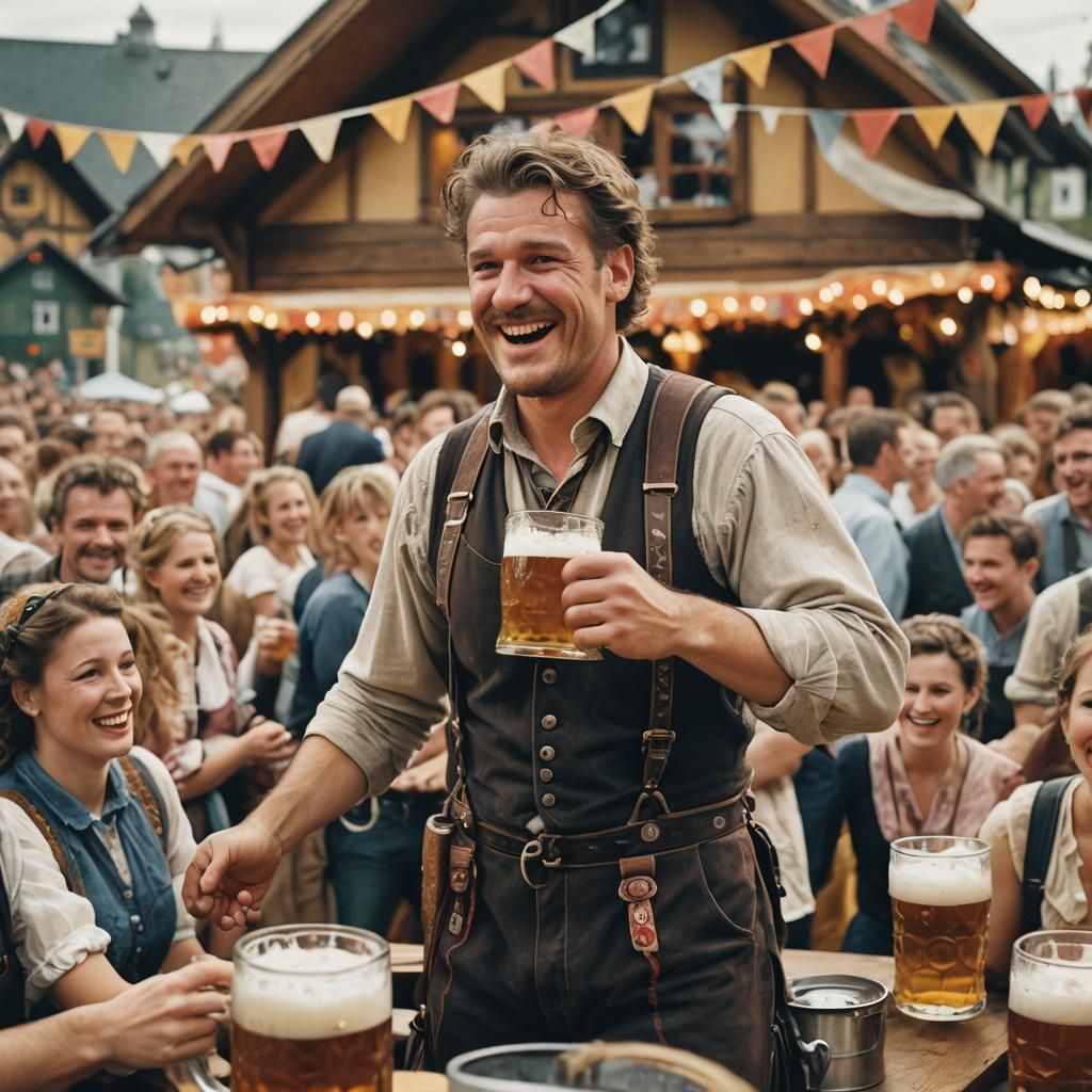 Oktoberfest Portrait: Bavarian Man in Romantic Fairytale Sty...