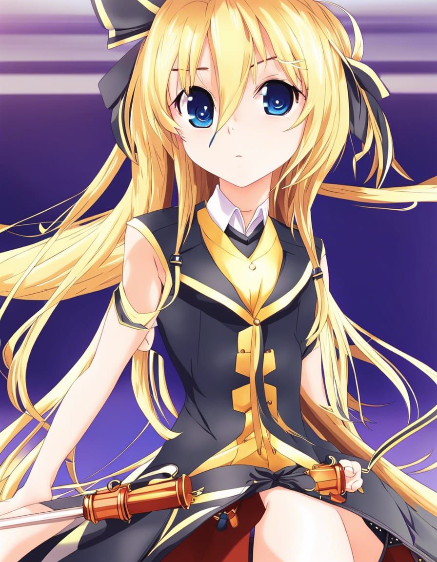 Anime Schoolgirl in Manga Style