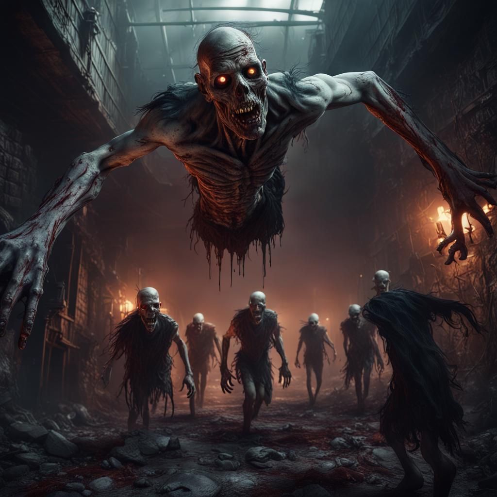 Undead Zombies Rising: A Fantastical Matte Painting