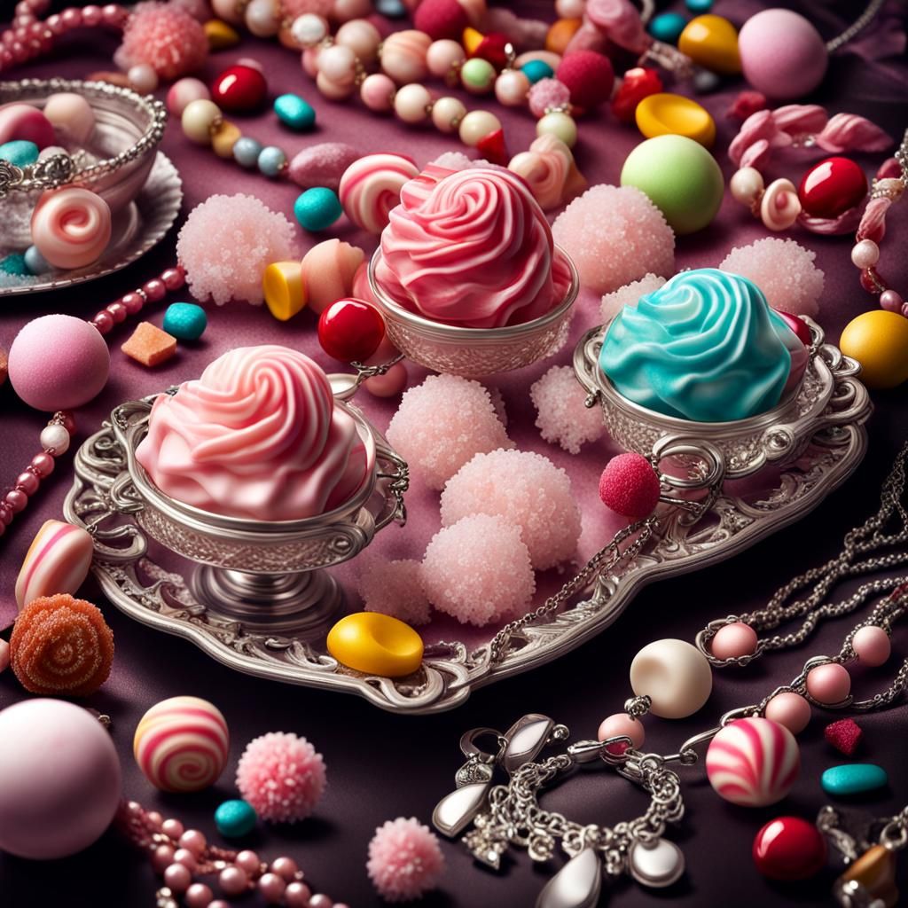 Jewelry Display with Ice Cream and Candy
