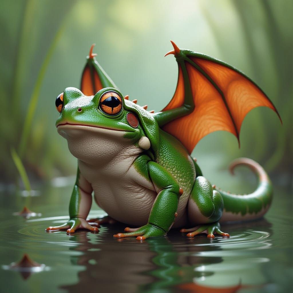 Hybrid Frog-Bat Creature in Welsh Swamp