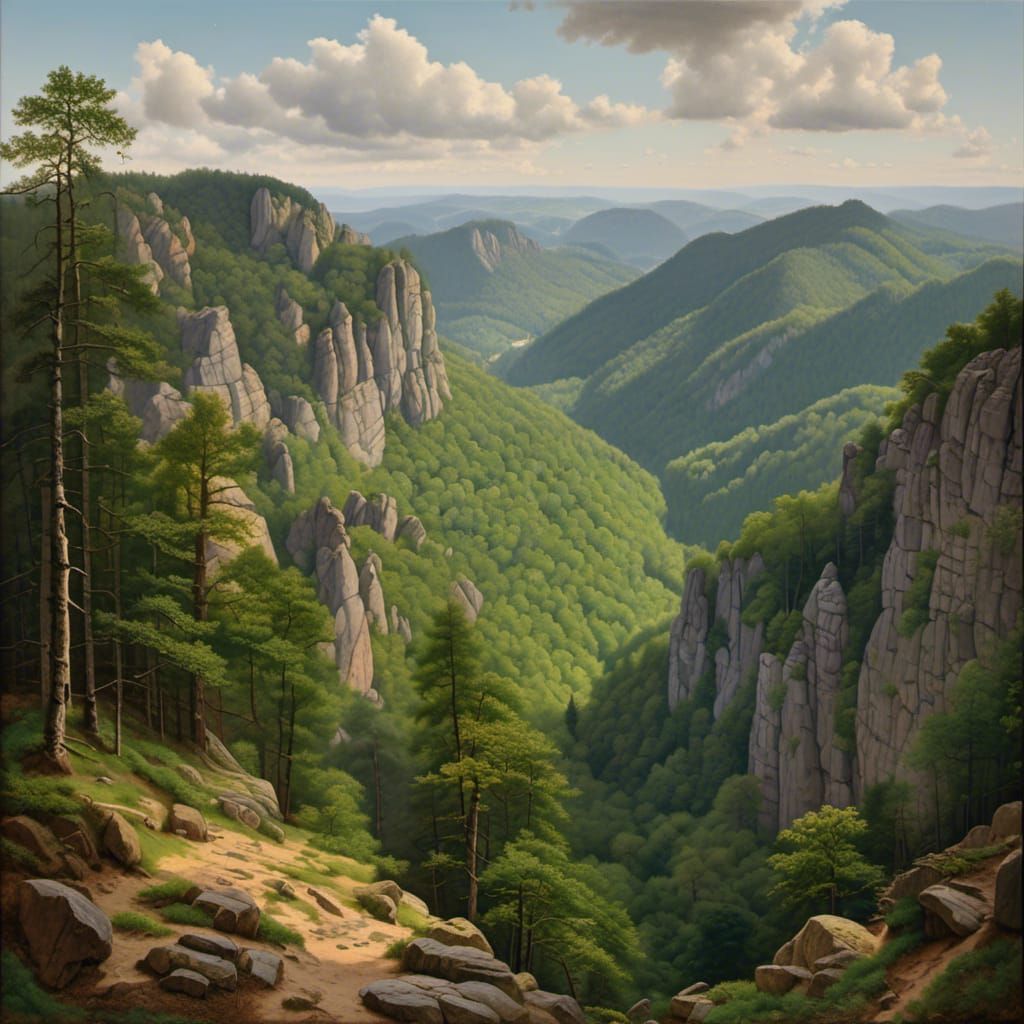 Elbe Sandstone Mountains: Dense Forest Oil Painting