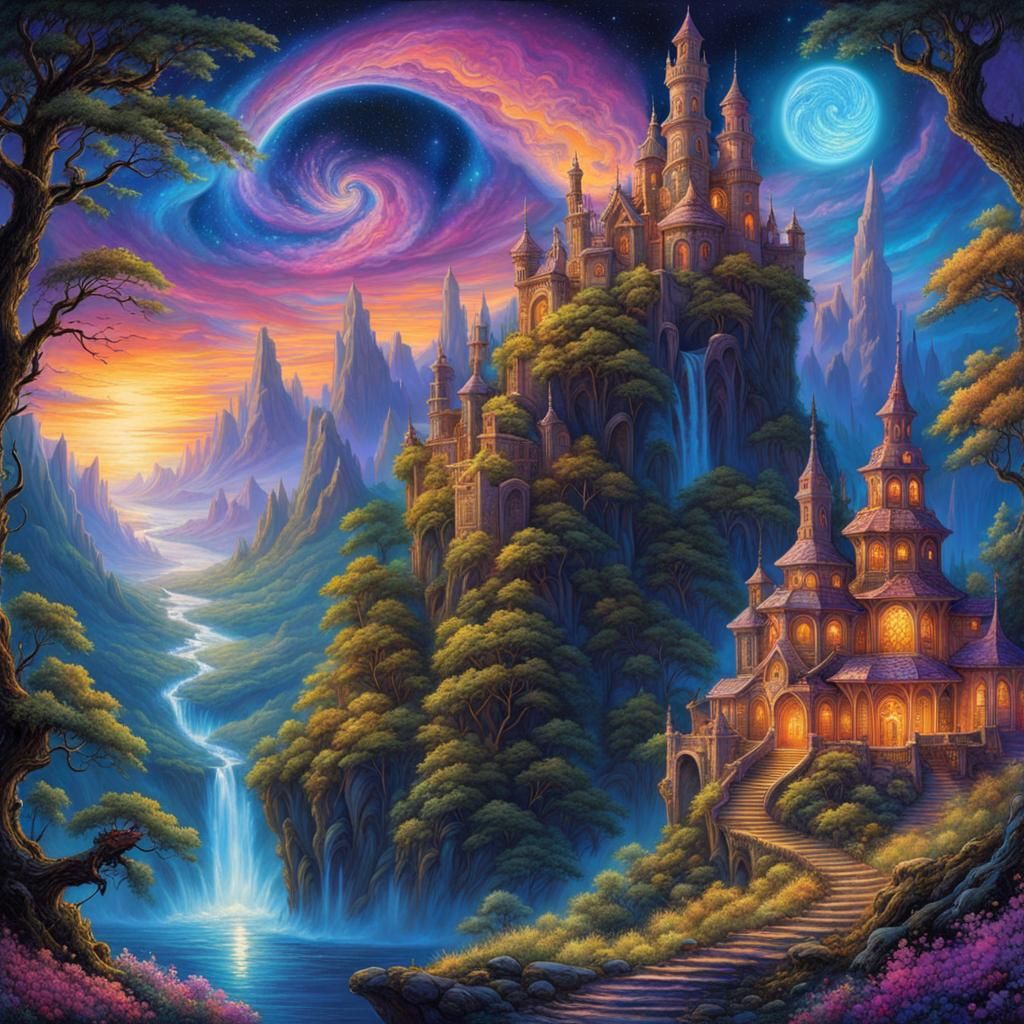 Glowing Fantasy World in Black Light Art