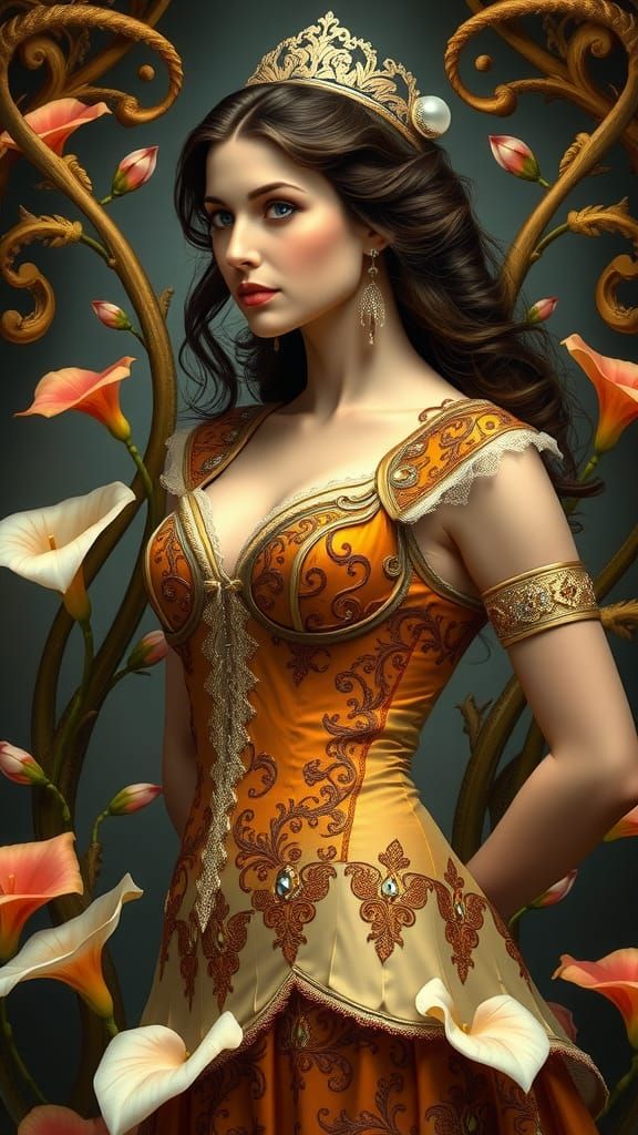 Art Nouveau Woman in Wenge Gown