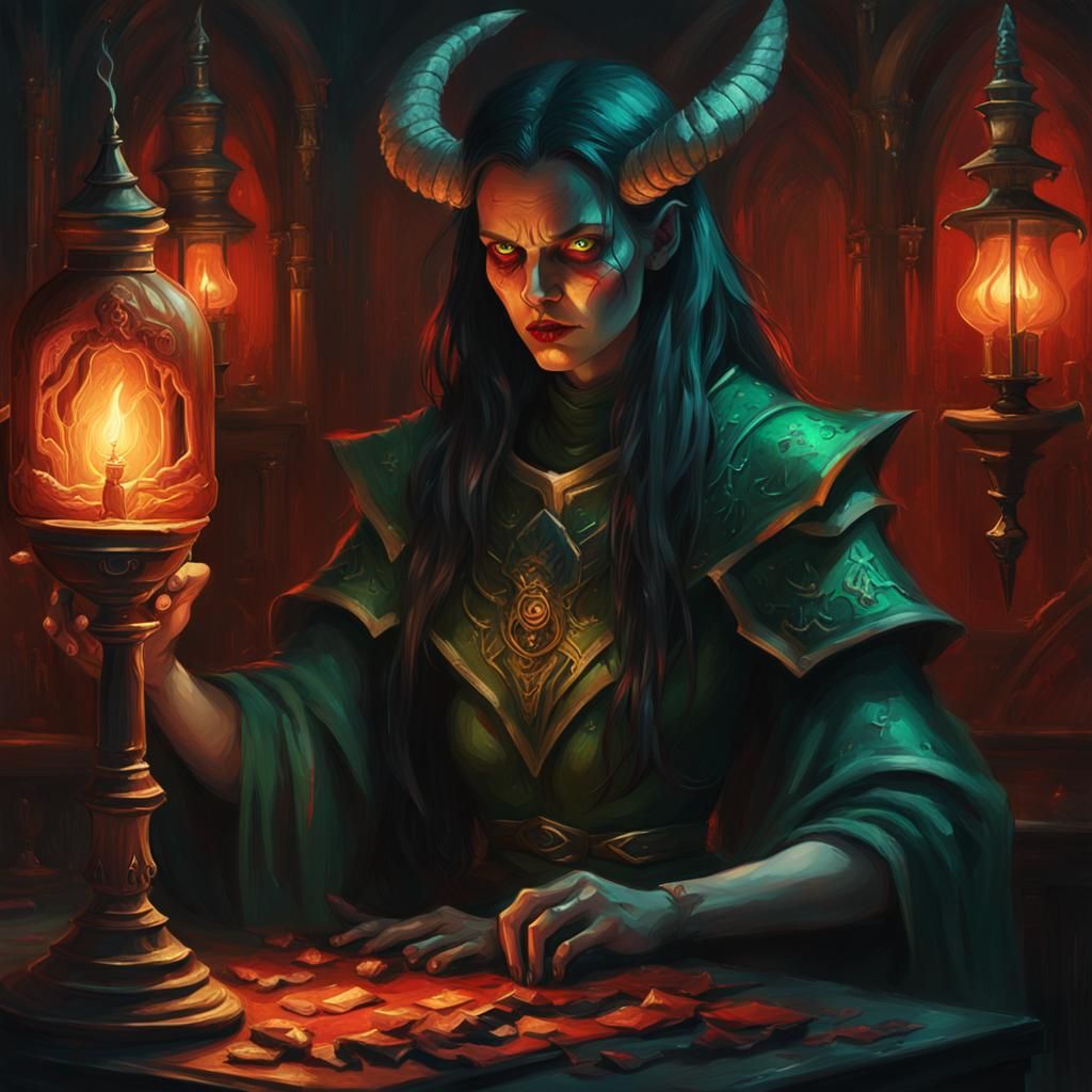 Gothic Witch Paints Demon Paladin Self-Portrait