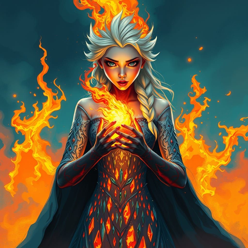 Elsa's Fiery Transformation: Ice Queen Melts in Blaze