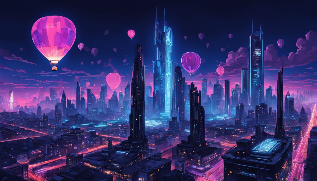 Futuristic Cyberpunk Cityscape with Flying Cars