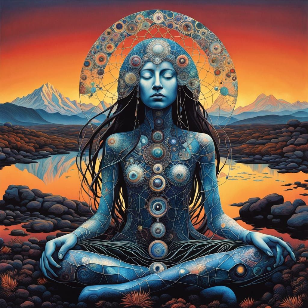 Surreal Cosmic Landscape with Bio Art Elements and Symbolic ...