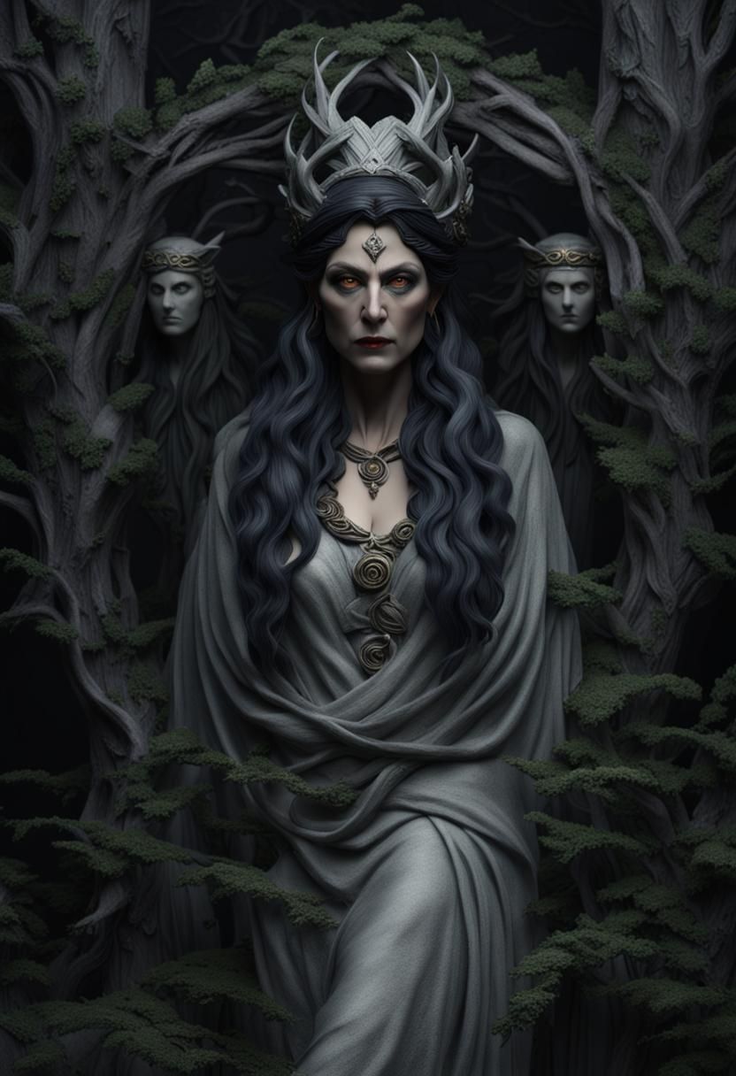 Ultra Realistic Hecate, Triple Goddess at Crossroads