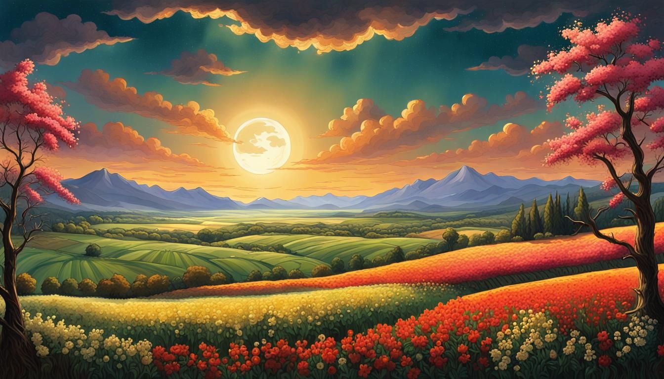 Panoramic Landscape: Day Meets Night