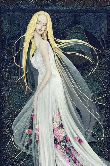 Androgynous Figure in Wedding Gown, Gothic Style