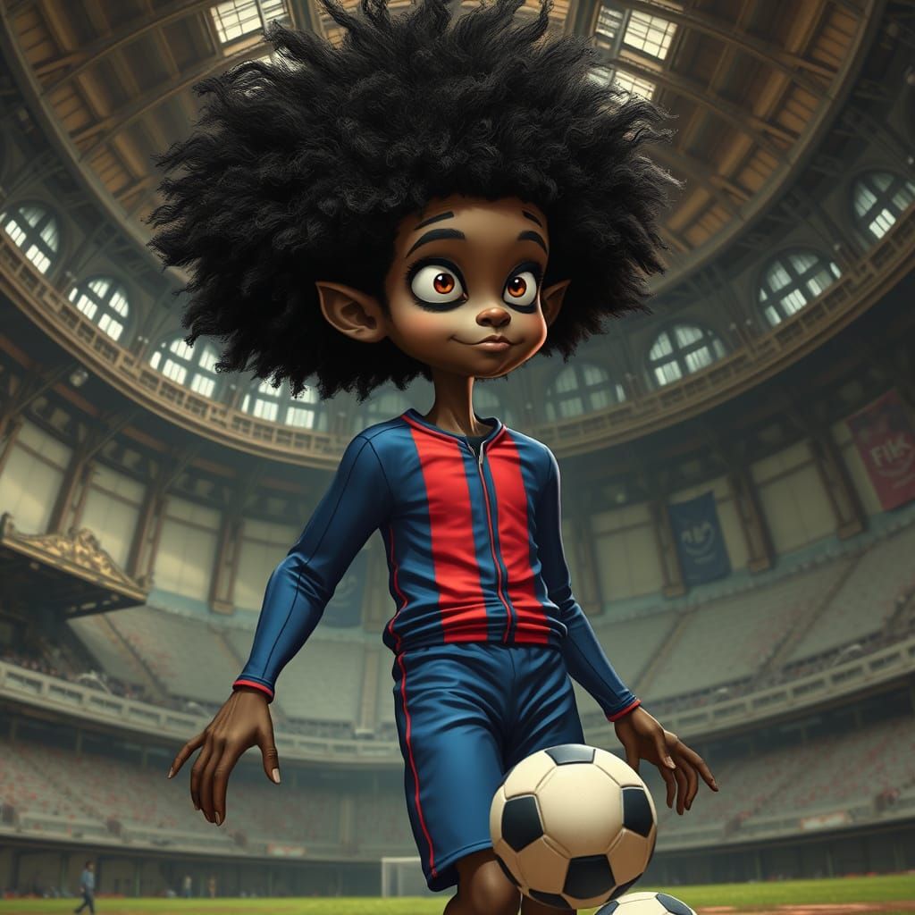 Boy in Burtonesque Soccer Scene