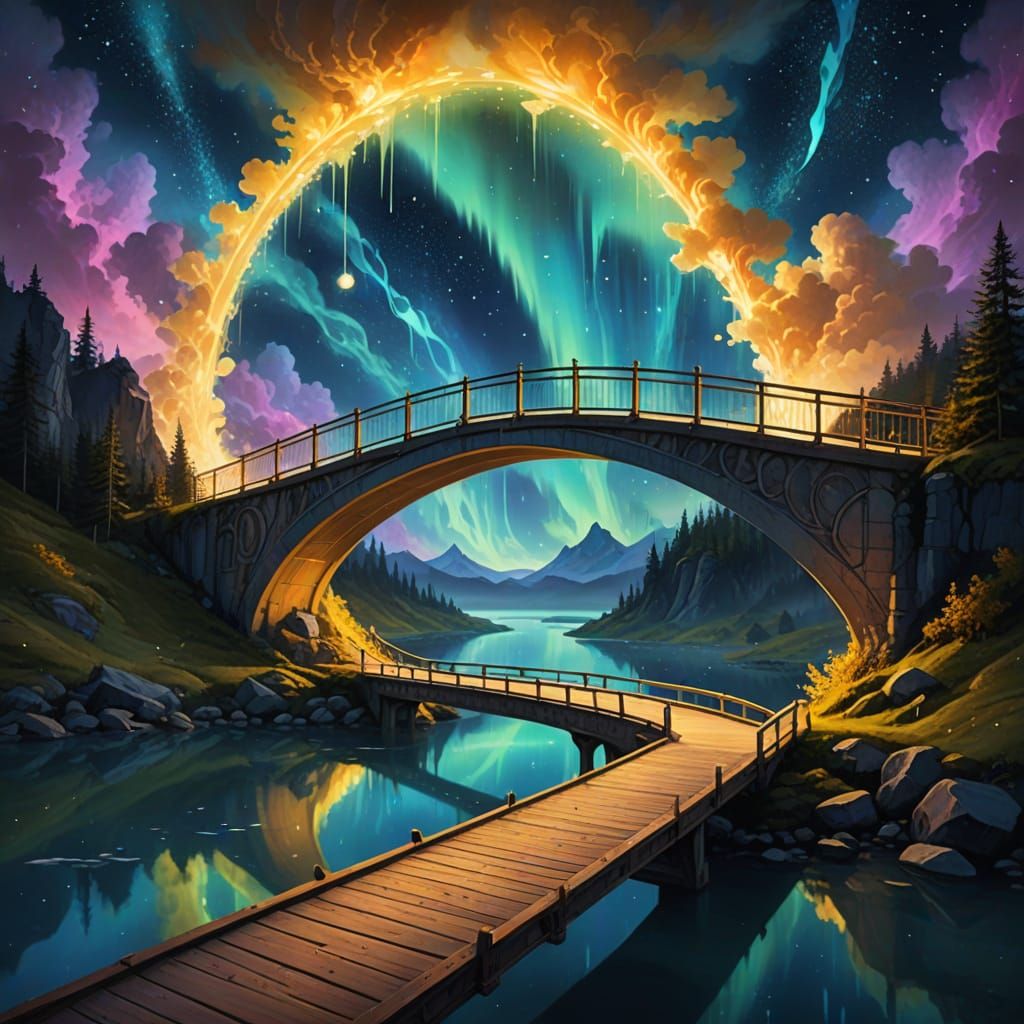 Celestial Sky Bridge in a Surreal Digital Painting