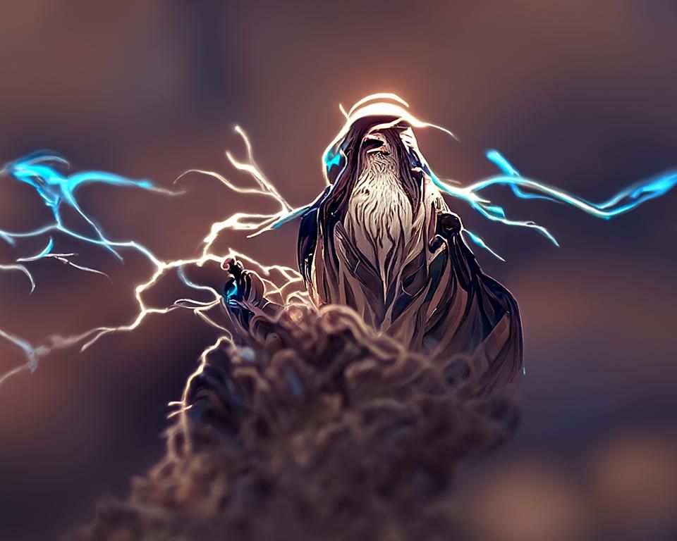 Thunder Mage Digital Art in a 3D Style