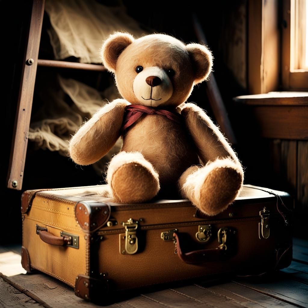 Dusty Teddy Bear in Attic: Fauvist Still Life