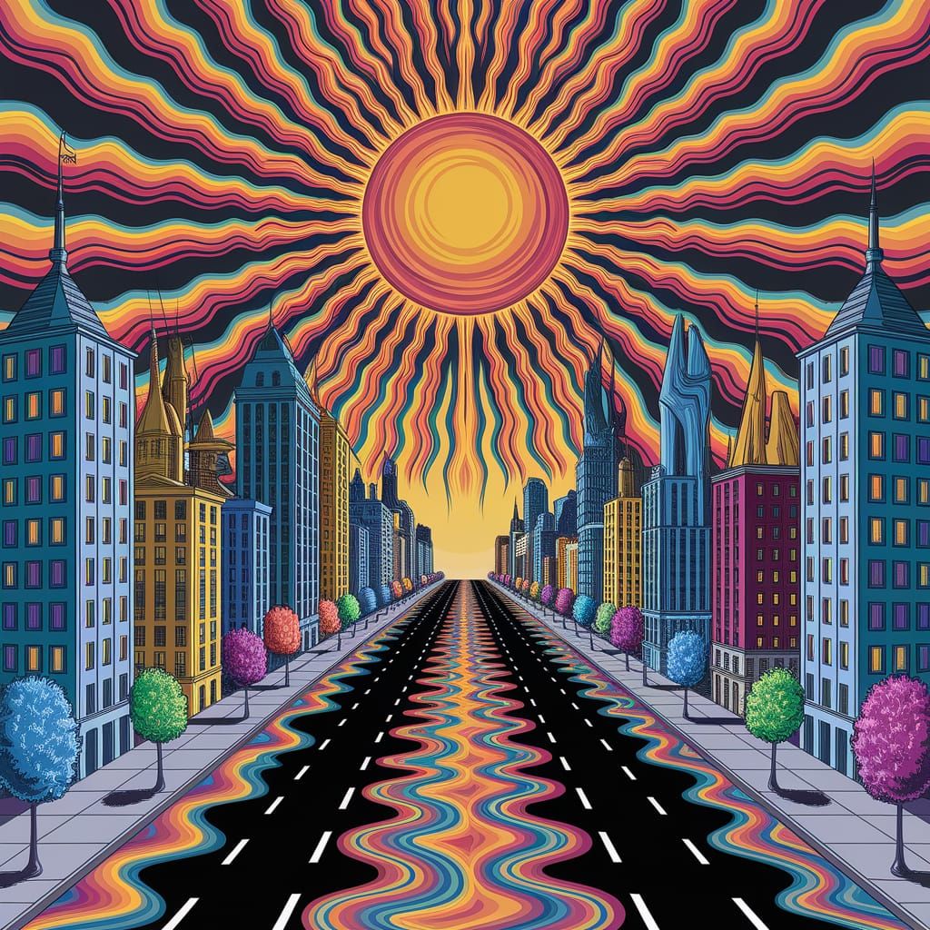 Melting Cityscape Under a Blazing Sun