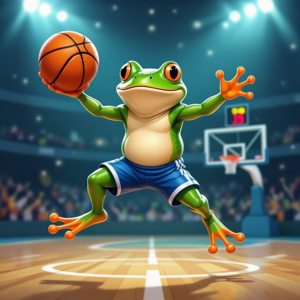Frog Slam Dunk: AI Generated Image