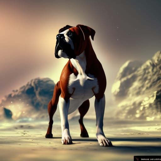 Detailed Matte Painting of a Boxer Dog