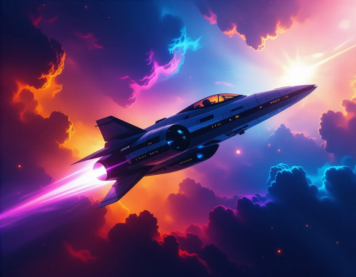 Cosmic Nebula with Spaceship in Epic Sci-Fi Concept Art