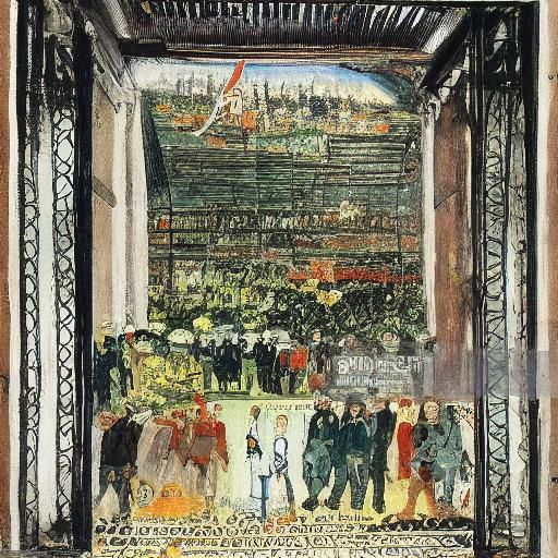 Eiffel Tower Scene with Giant Pickles, Soldiers