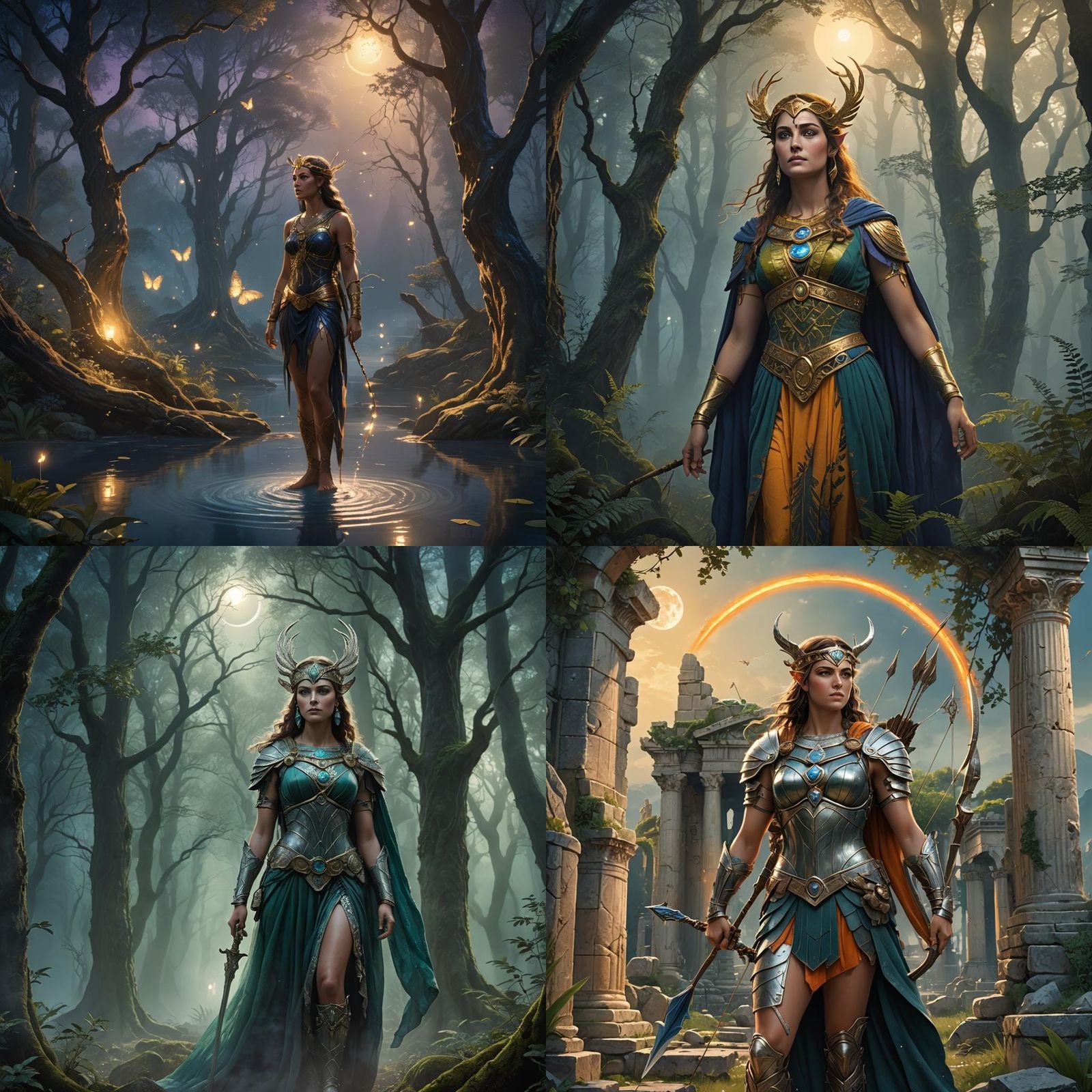 Greek Goddess Artemis Detailed Matte Painting