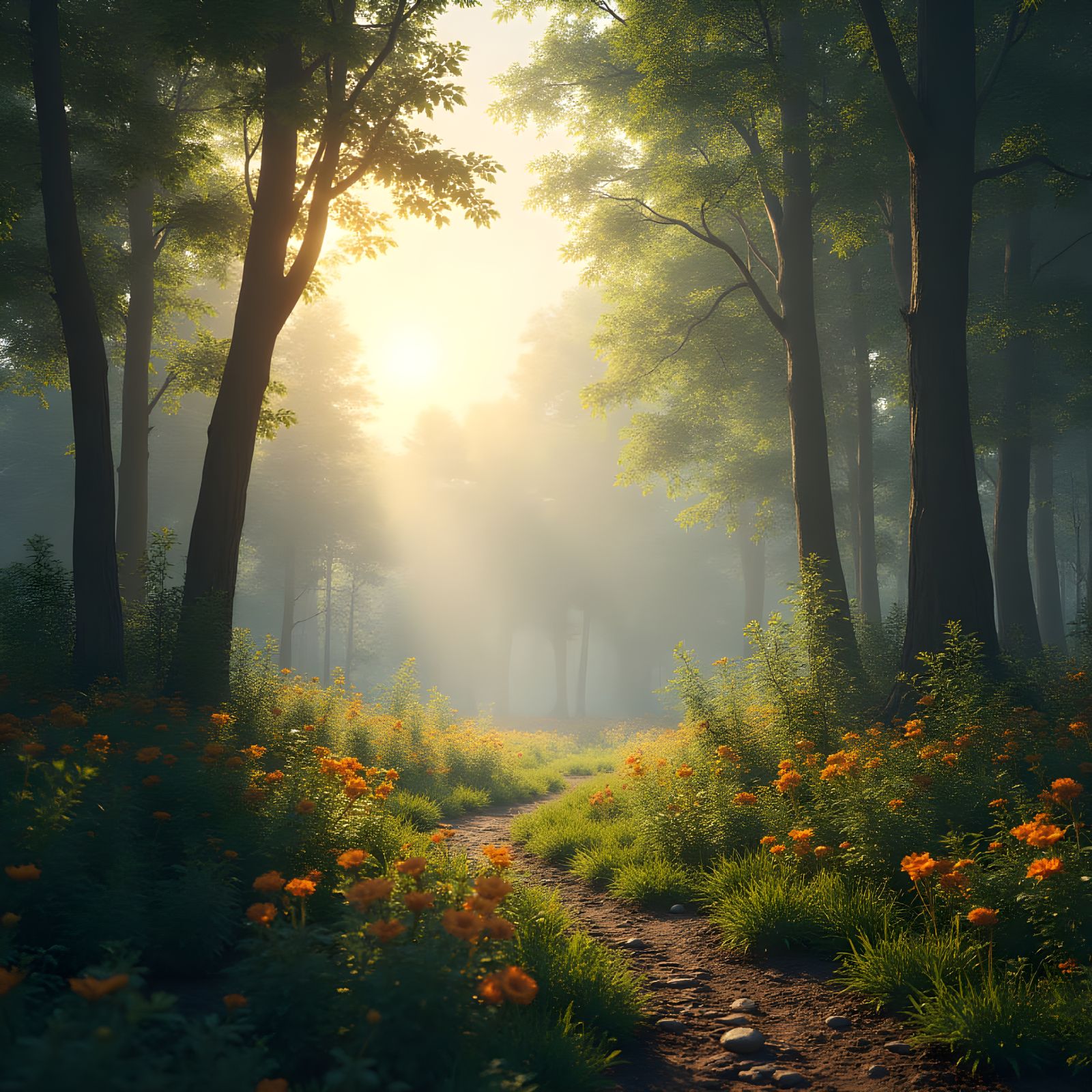 Surreal Bushland Oasis in Vibrant Colors