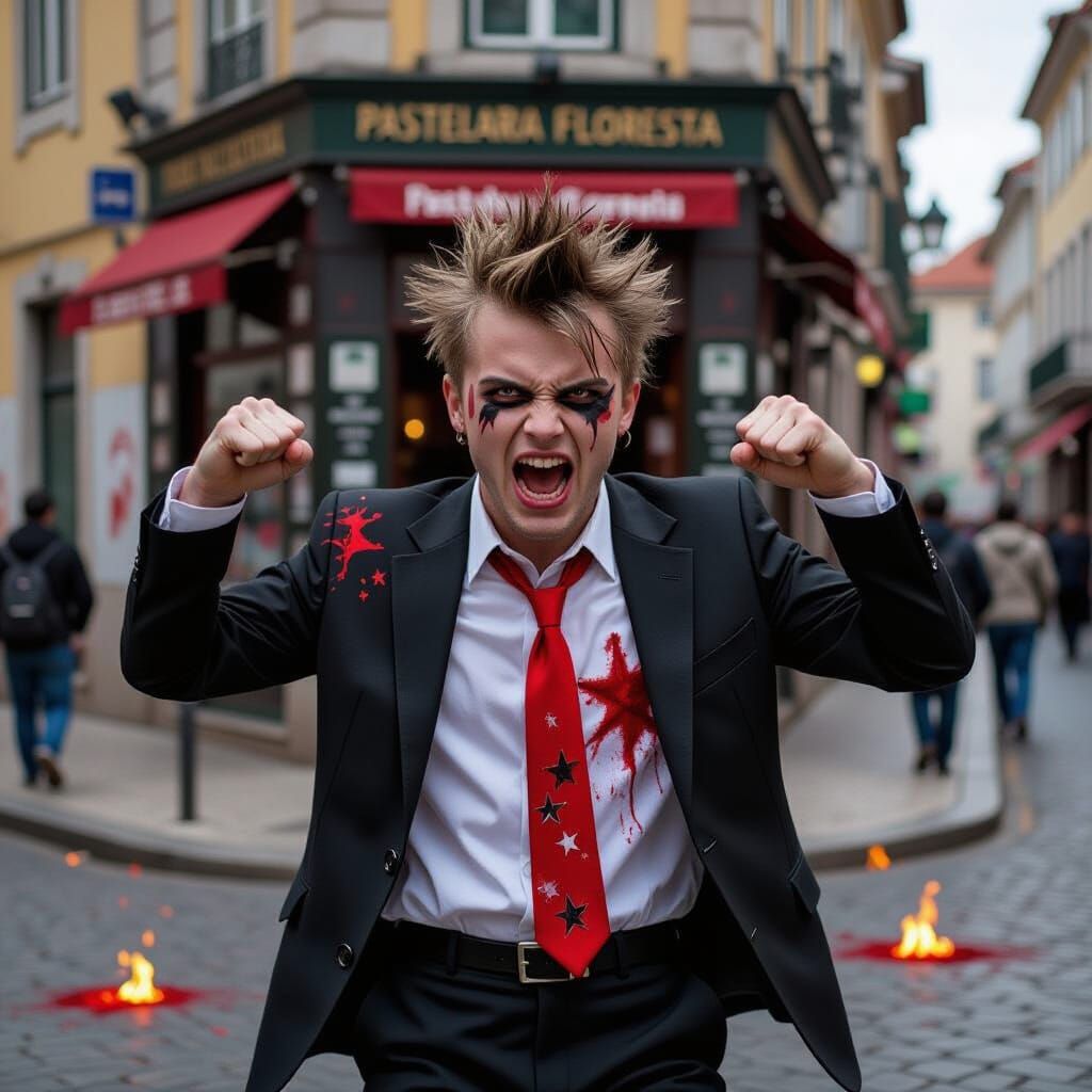 Punk Rebel in Lisbon Street Art Style