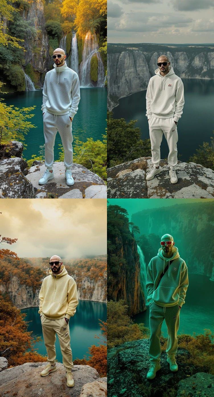 Stylish Man at Plitvice Lakes in Infrared Photography Style