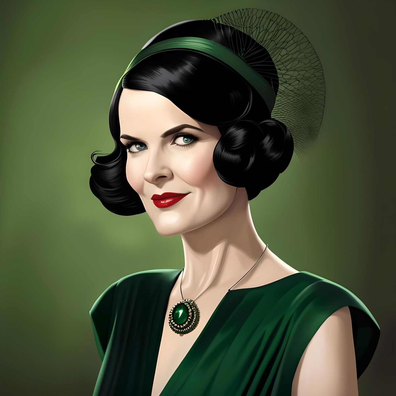 Steampunk Countess Portrait in Art Nouveau Style