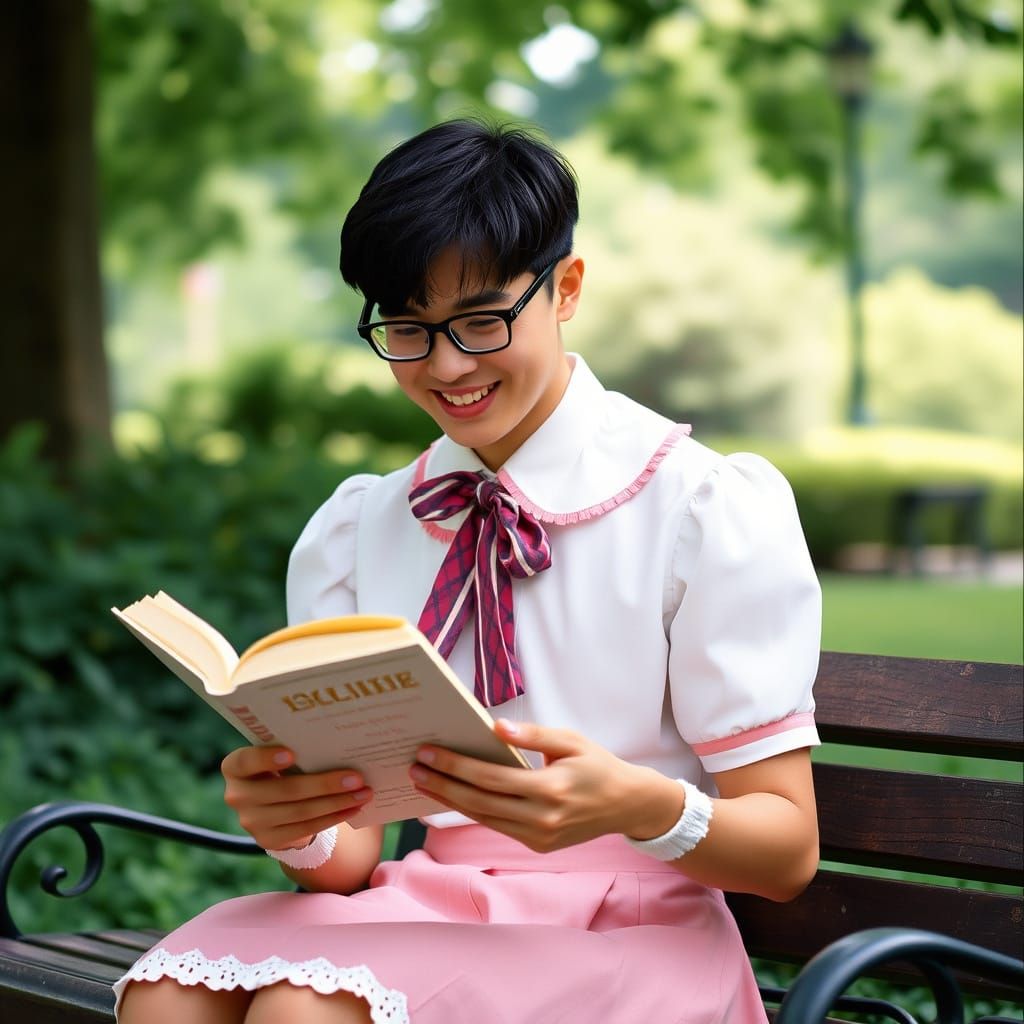 Nerdy Gentleman Enjoys a Book in the Park
