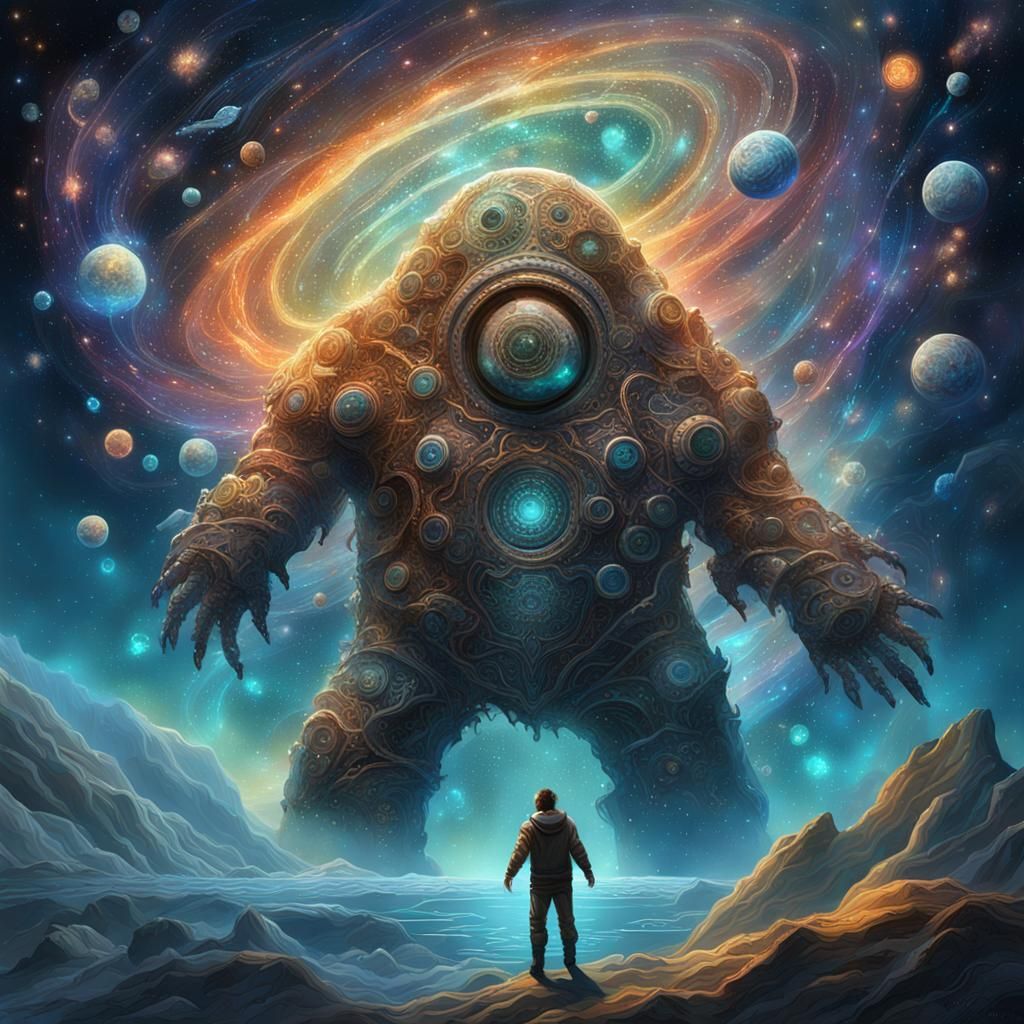 Cosmic Mariner Emerges in Otherworldly Digital Painting