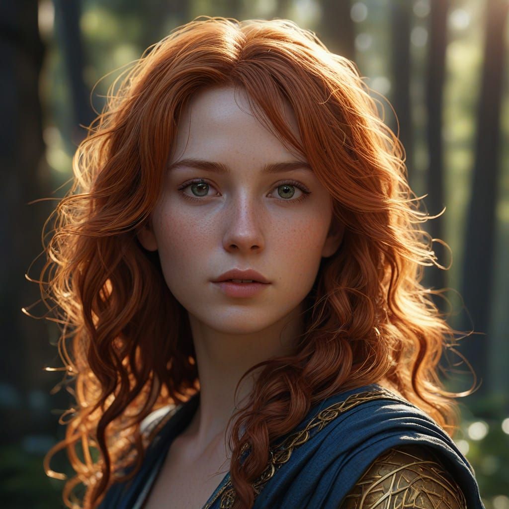 Surreal Portrait of a Woman with Warm, Golden Locks