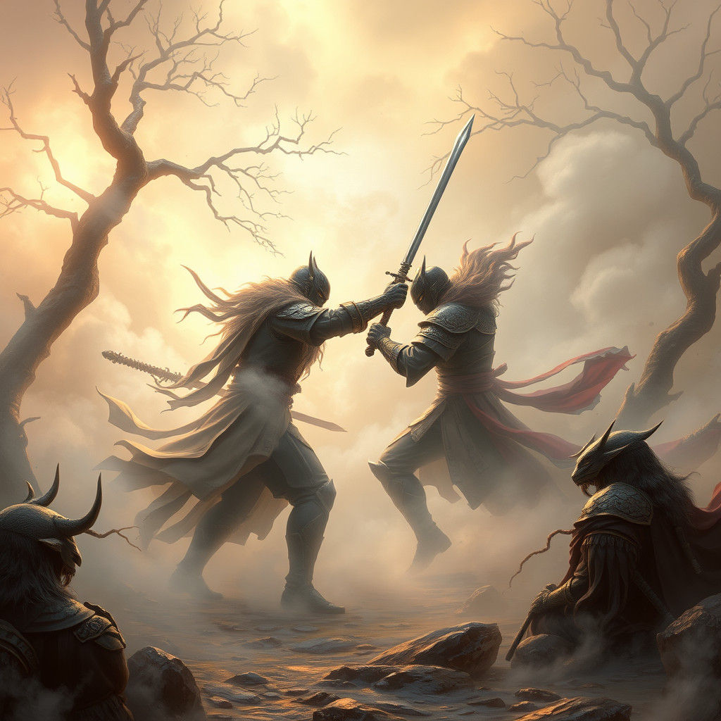 Mystical Duel in Ethereal Fantasy Realm