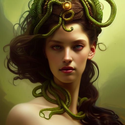 Medusa Goddess Portrait in Ancient Greek Style