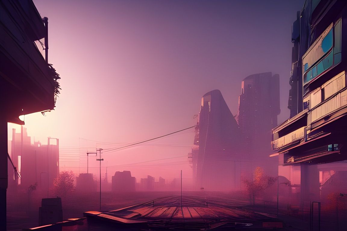 Dilapidated Solarpunk City in Hyperrealistic Style