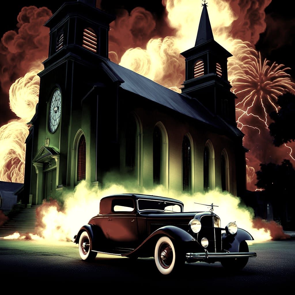 Explosive Night: Lightning and a Hotrod