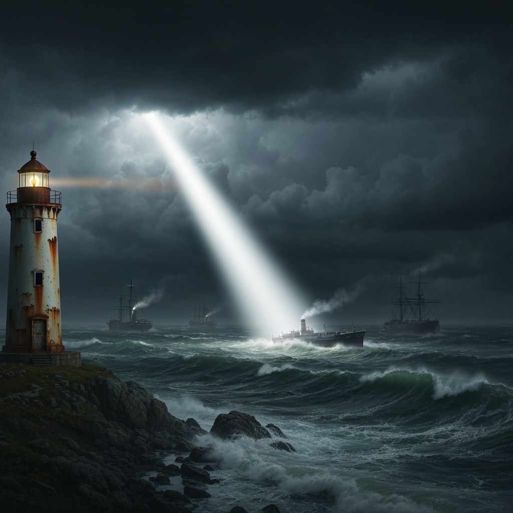 Mystical Lighthouse Shines with Dramatic Light