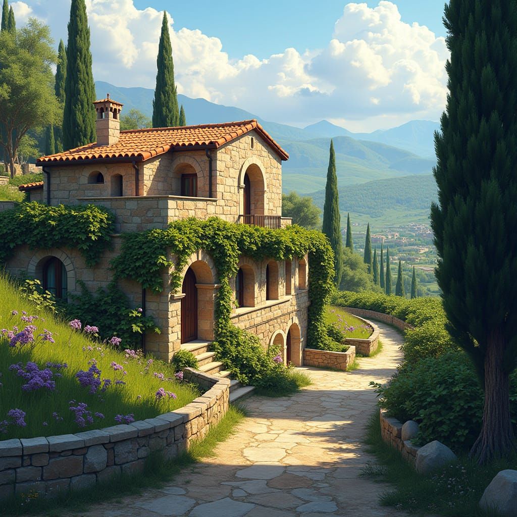 Mediterranean Dream Villa in Rustic Greek Landscape