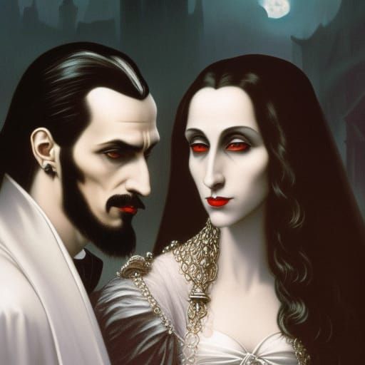 Romantic Vampire Portrait: Dracula and Mina in Gothic Style